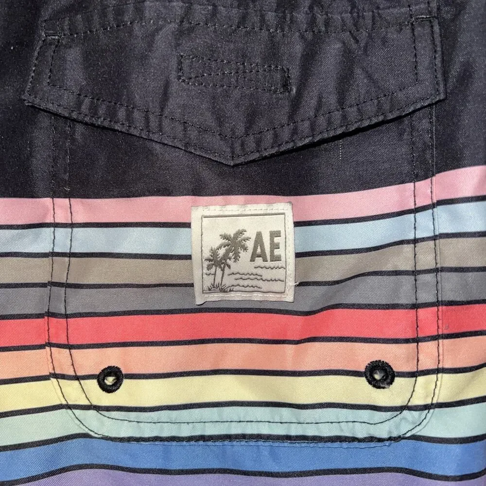 American Eagle Swim Trunk Size S Modern Retro Black Multicolor